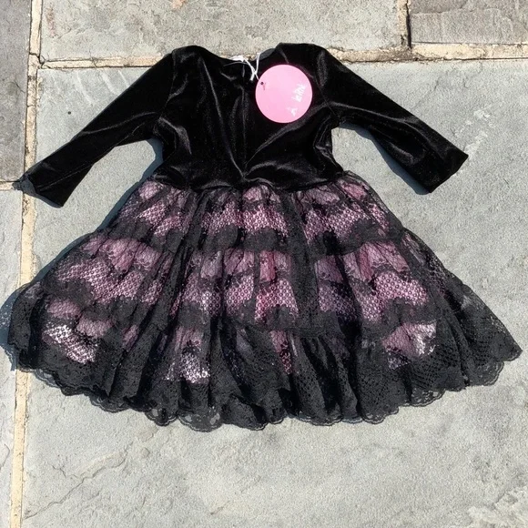LE PINK**Black Velvet + Lace Dress**18 mo. $98 - Picture 5 of 7